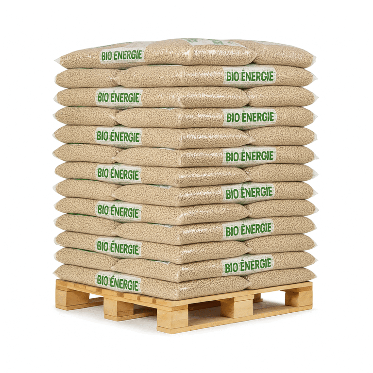 Pellets de granulés Bio Énergie – Palette de 66 sacs de 15 kg